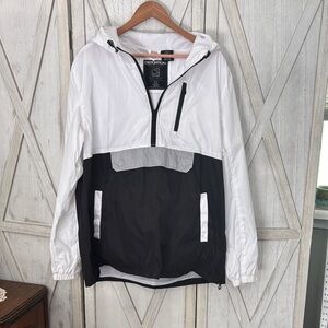 Distortion White and Black Windbreaker Jacket